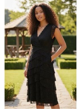 MARINA | Dresses | Marina Black Lace Midi Dress | Poshmark
